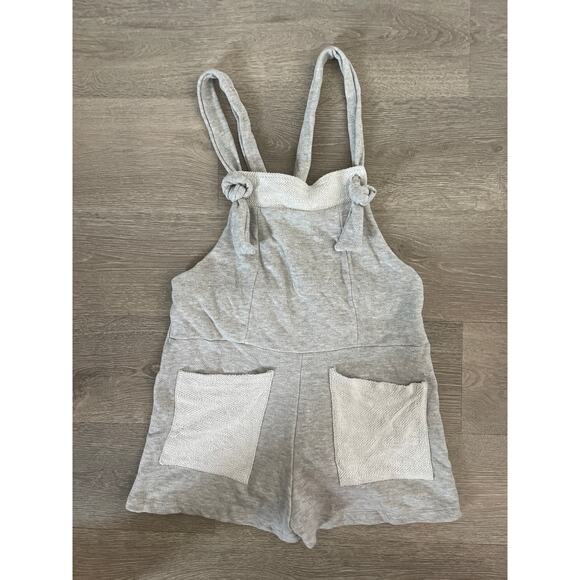 Bucketlist Gray French Terry Romper Large Tie Strap Overalls Casual - Picture 2 of 7